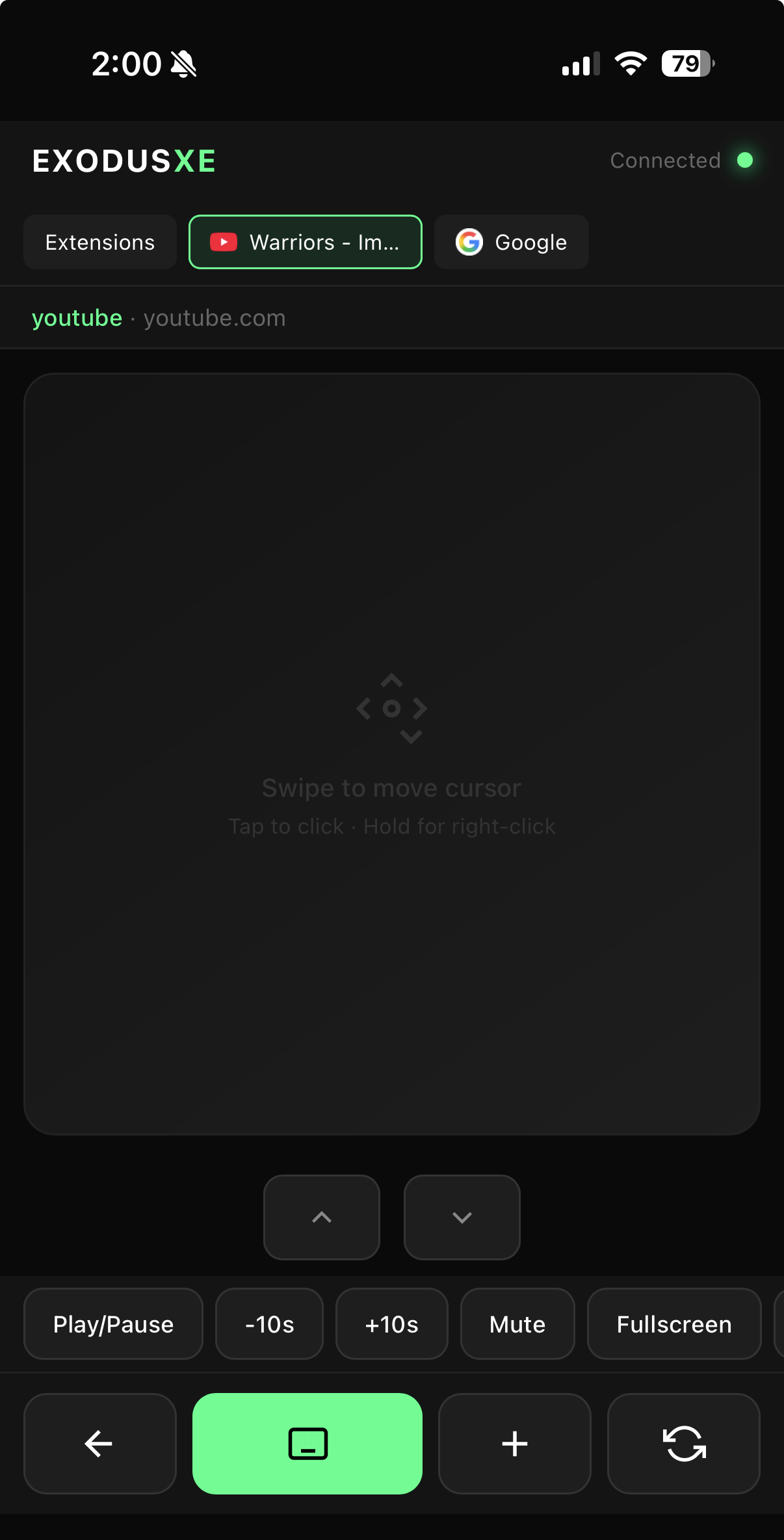 YouTube mode with media controls